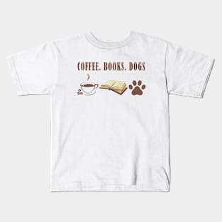 Coffee Books Dogs Kids T-Shirt